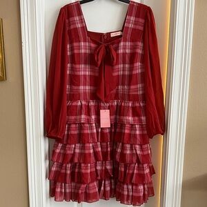 Ivy City Co Red Plaid Tiered Kids Dress